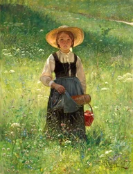 Fille dans un pré fleuri