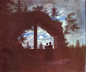 French : Fenêtre sur Oybin au clair de lune