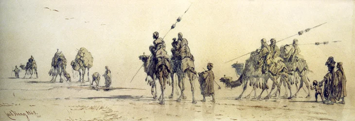 Une caravane de Bédouins approchant d