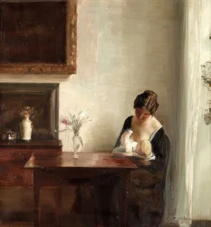 Intérieur avec mère et enfant