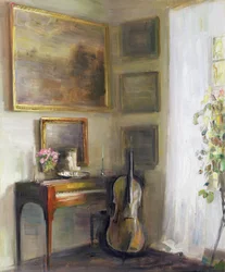 Intérieur avec violoncelle et épinette