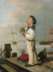 Petit marin attendant sur le quai