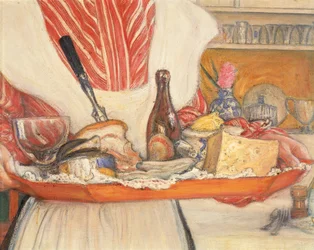 Femme de chambre, plateau de petit-déjeuner (détail)