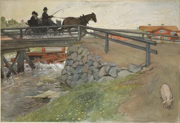Le pont. Extrait de Un foyer (26 aquarelles)
