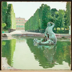 La belle fontaine du parc de Schoenbrunn -1910 ... (peinture sur toile)