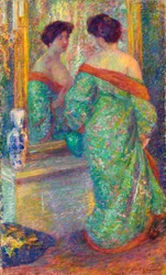 (La dame se reflétant dans le miroir)