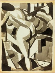 Femme nue se penchant