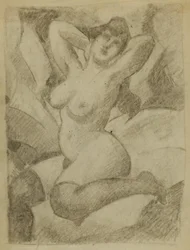 Femme nue avec des bas noirs