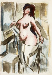 Nu féminin avec drapé