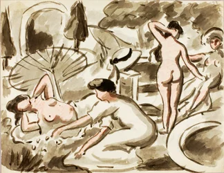 Groupe de femmes nues et semi-nues