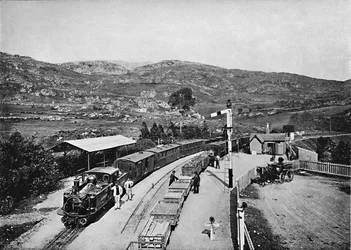 Chemin de fer de Ffestiniog : gare de Tan-Y-Bwlch, vers 1896