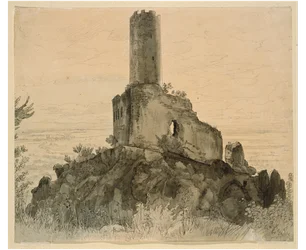 Les ruines de Strahlenburg près de Schriesheim avec vue sur la plaine du Rhin