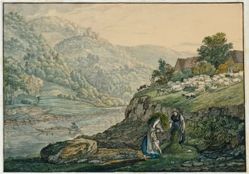 Stolzeneck sur le Neckar (feuille 19 du carnet de croquis de la région du Neckar)