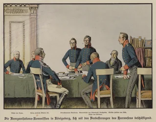 Le roi Frédéric-Guillaume III assistant à une réunion de la Commission de réorganisation militaire prussienne à Königsberg