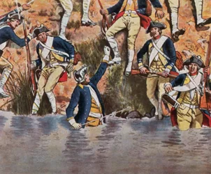 Le prince Henri à la bataille de Prague, 6 mai 1757 (lithographie couleur rehaussée)