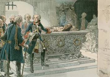 Frédéric le Grand (1712-1786) au cercueil du Grand Électeur