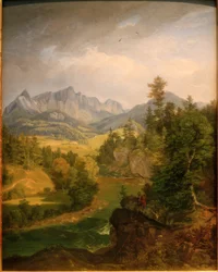 Paysage de montagne avec rivière près de Berchtesgaden