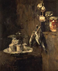 Nature morte avec perdrix et fromage, après 1884