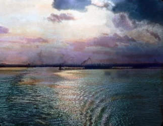 Japon, impression de la baie de Tokyo près de Yokohama, date de l