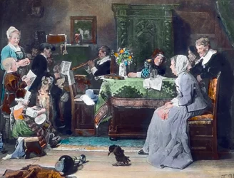 Le concert familial. Peinture du peintre allemand Fritz von Uhde (1848 - 1911) en 1881. Image date : vers 1890. Carl Simon Archive