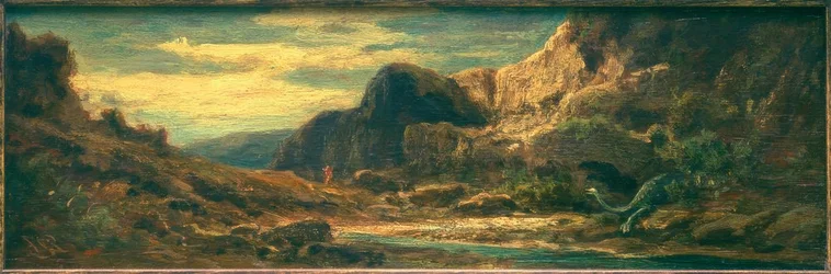 Paysage rocheux avec dragon