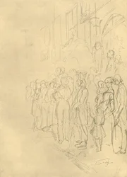 En attente de la procession, milieu-fin 19ème siècle, vers 1924