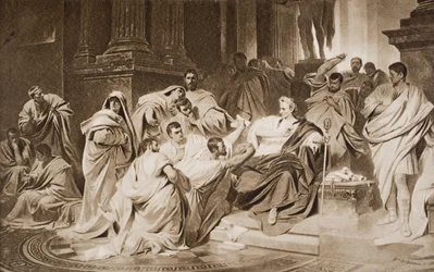Le meurtre de César, illustration tirée de «The Outline of History» de H. G. Wells, volume I, publié en 1920
