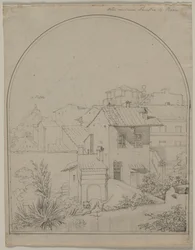 Vue de ma fenêtre à Rome recto Soldat dans un paysage verso, vers 1817