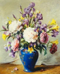 Nature Morte avec Pivoines et Iris