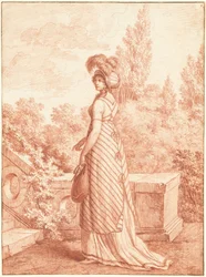 Une femme à la mode debout dans un parc
