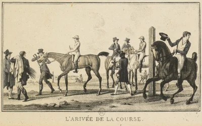 Scènes de course : Un cheval arrivant à la course