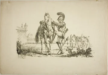 Fusilier montant à cheval