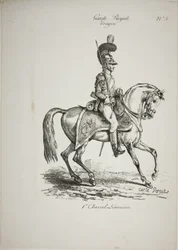 Garde royale, dragon monté normand et cheval, n° 5, premier cheval de Limoges