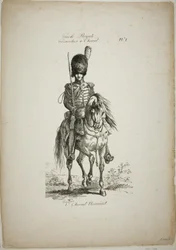 Garde royale, grenadier monté normand et cheval, n° 1