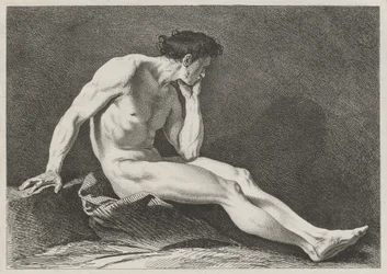Homme assis, la tête dans la main