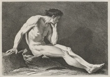 Homme assis, la tête dans la main