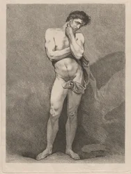 Homme debout dans une pose pensive