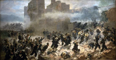 La Brèche de Porta Pia - Rome, 20/09/1870. Peinture de C. Ademollo.