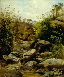 Vue de Scopeti à travers les rochers par Carlo Ademollo (1824-1911)