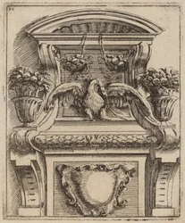 Motif architectural avec un oiseau