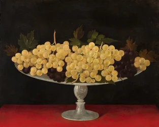 Plaque métallique avec raisins, verso (huile sur plaque métallique)