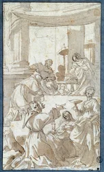 La Sainte Famille adorée par les saints Charles Borromée, François d