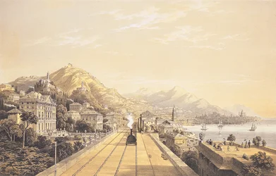 Frontispice de "Vues sur le chemin de fer entre Turin et Gênes", 1853
