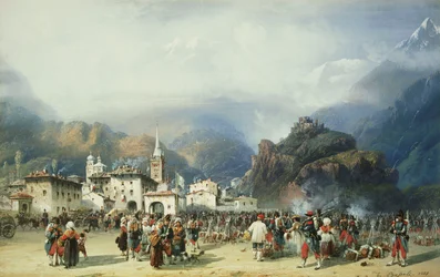La guerre en Italie : Suse, Mont Cenis, bivouac avec les troupes françaises, 1859