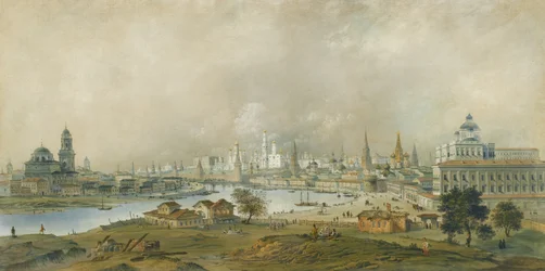 Vue du Kremlin de Moscou depuis le Pont Ustinsky