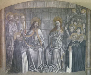 Le Christ donnant le monde à Saint Dominique en présence de la Vierge Marie, fresque par Carlo Braccesco