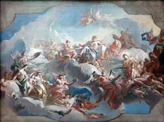 French : Le départ des déesses Junon, Vénus et Minerve, guidées par Mercure, pour le jugement de Paris Departure of the goddesses Juno, Venus and Minerva for the judgment of Paris