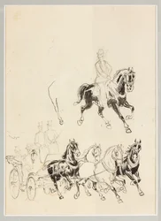 Étude préparatoire pour une calèche et des chevaux