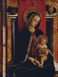 Madone et Enfant, (détail) du polyptyque de San Silvestro, 1468