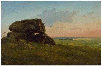 Paysage du soir avec dolmen. Étude.